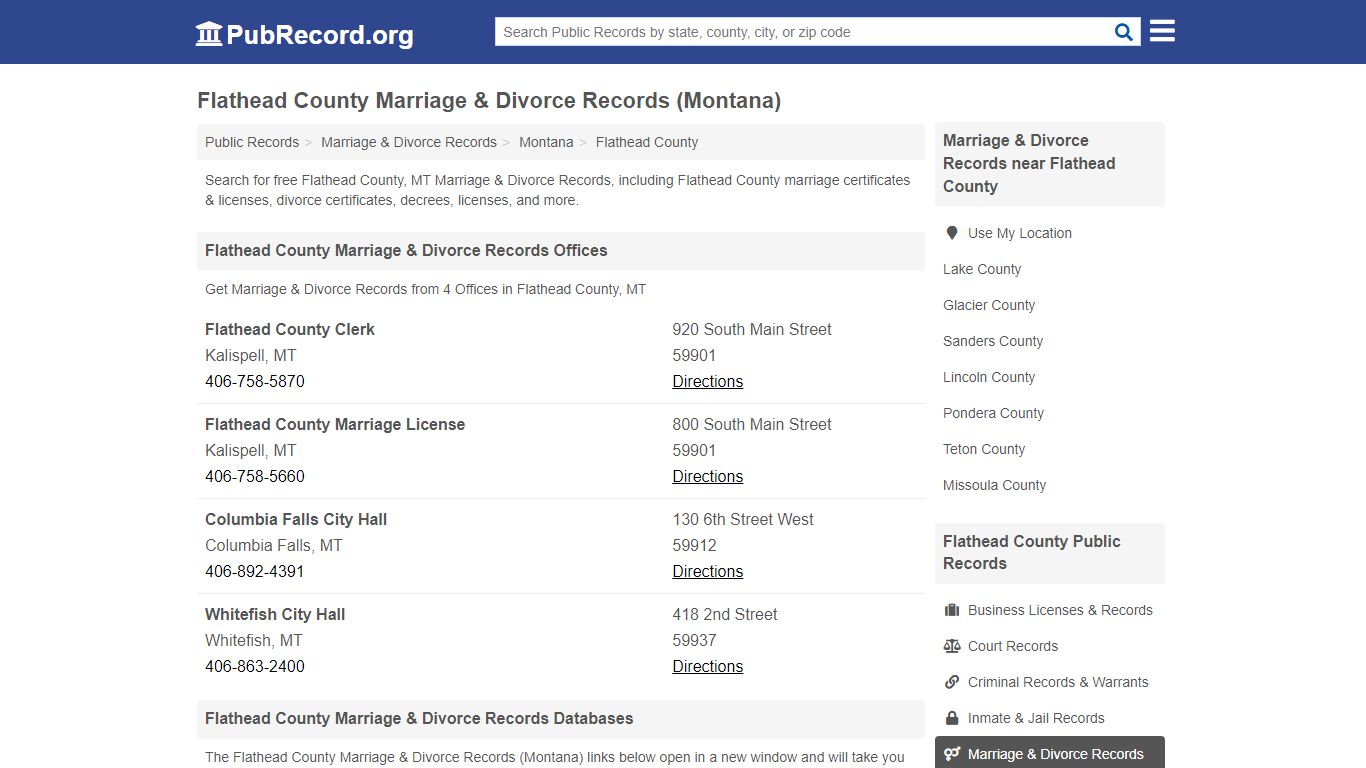Flathead County Marriage & Divorce Records (Montana)