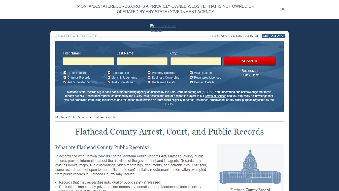 Flathead County Arrest, Court, and Public Records
